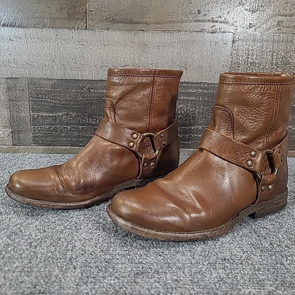 FRYE Phillip Harness Short Boots Women's‎ Size 7 B - Brown